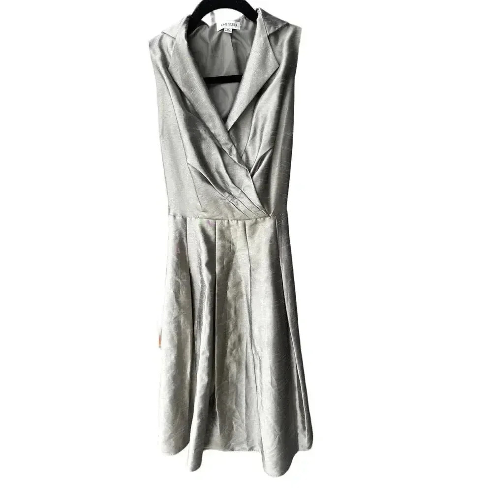 Jones Studio Women's Nylon Blend Sleeveless Collared Fit & Flare Dress Size 12